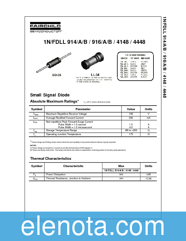 1N914 Datasheet PDF (77 KB) Fairchild Semiconductor Pobierz z Elenota.pl