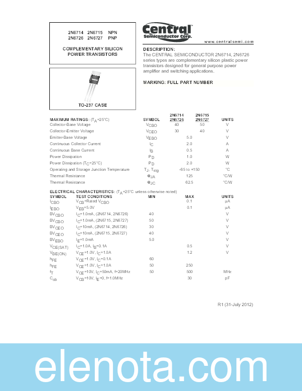 Central Semiconductor Corp. 2N6714