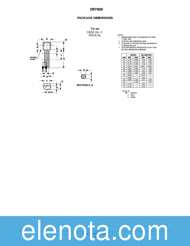 2N7000 Datasheet PDF (56 KB) ON Semiconductor | Pobierz z Elenota.pl