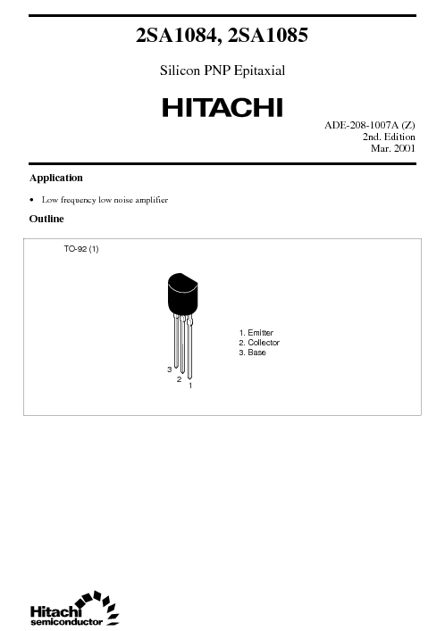 2SA1084 Datasheet PDF (40 KB) Hitachi | Pobierz z Elenota.pl