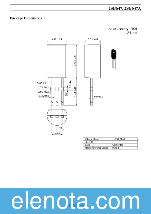2SB647 Datasheet PDF (32 KB) Hitachi | Pobierz z Elenota.pl