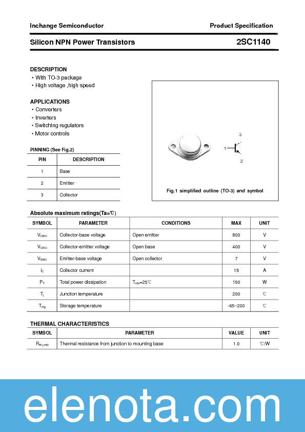 2SC1140 Datasheet PDF (130 KB) Inchange Semiconductor | Pobierz z ...