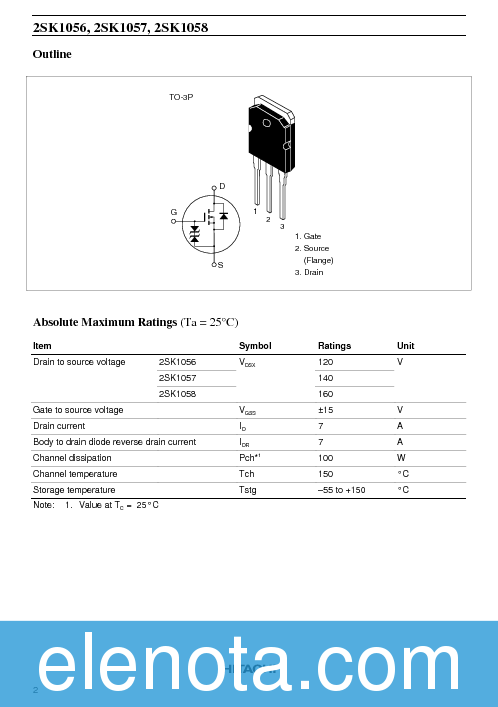 2SK1058 Datasheet PDF (38 KB) Hitachi | Pobierz z Elenota.pl