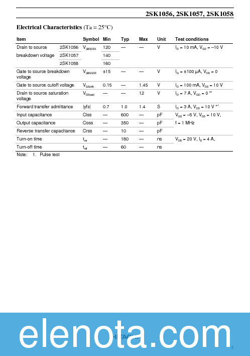2SK1058 Datasheet PDF (38 KB) Hitachi | Pobierz z Elenota.pl