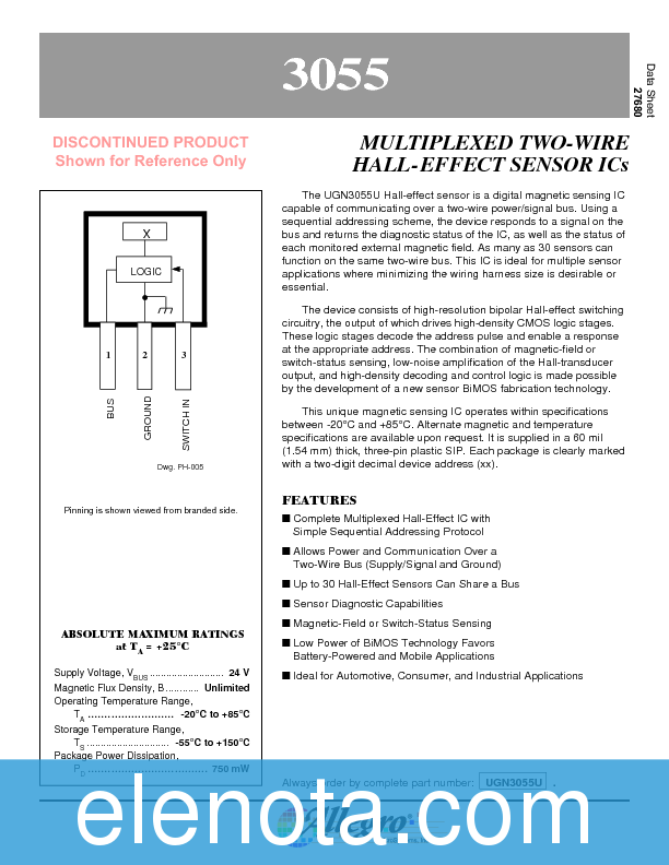 3055 Datasheet PDF (111 KB) Allegro | Pobierz z Elenota.pl
