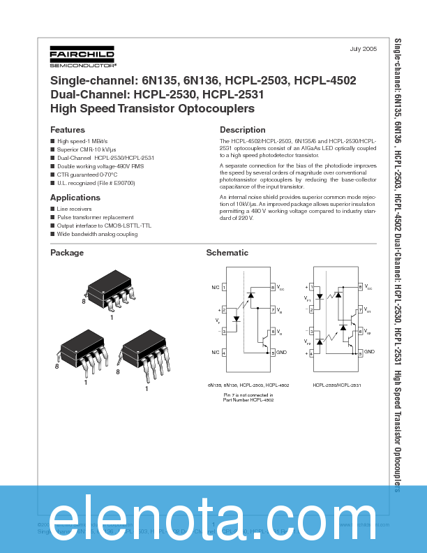 6N136 Datasheet PDF (578 KB) Fairchild | Pobierz z Elenota.pl