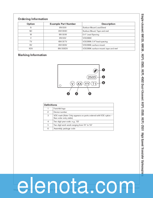 6N136 Datasheet PDF (578 KB) Fairchild | Pobierz z Elenota.pl