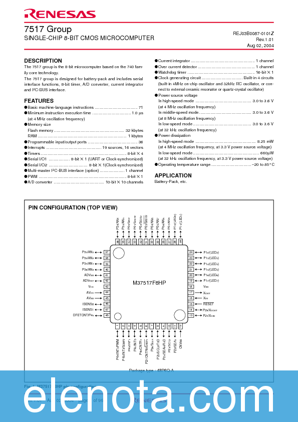 7517 Datasheet PDF (887 KB) Renesas | Pobierz z Elenota.pl