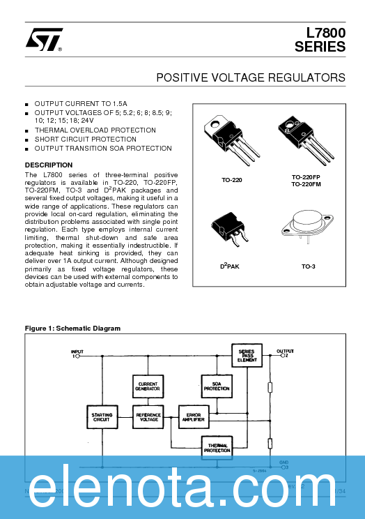 7805CV Datasheet PDF (1.76 MB) STMicroelectronics | Pobierz z Elenota.pl