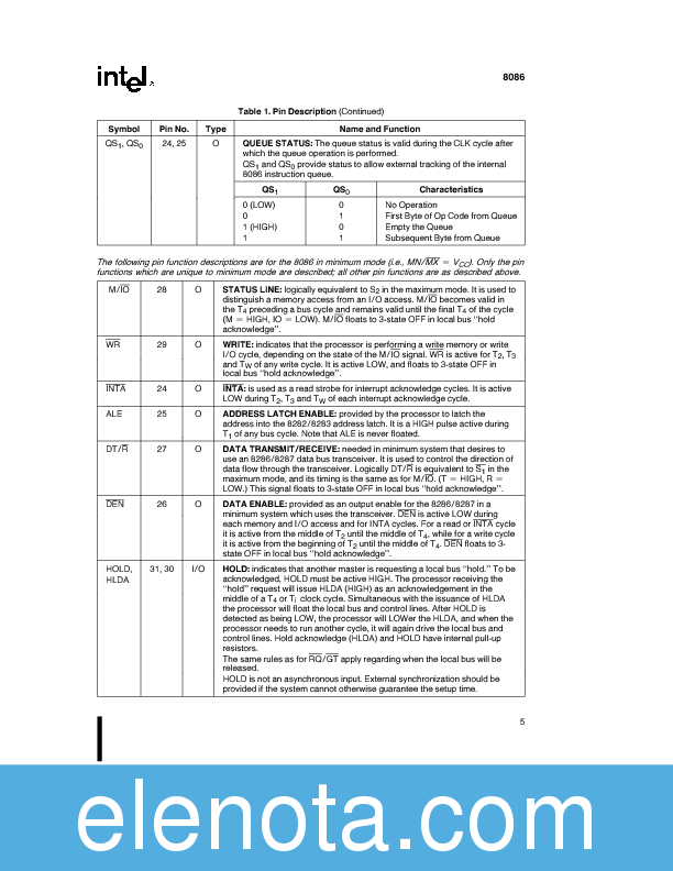 8086 Datasheet PDF (380 KB) Intel Pobierz z Elenota.pl