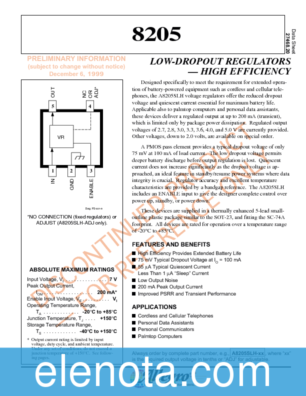8205 Datasheet PDF (122 KB) Allegro | Pobierz z Elenota.pl