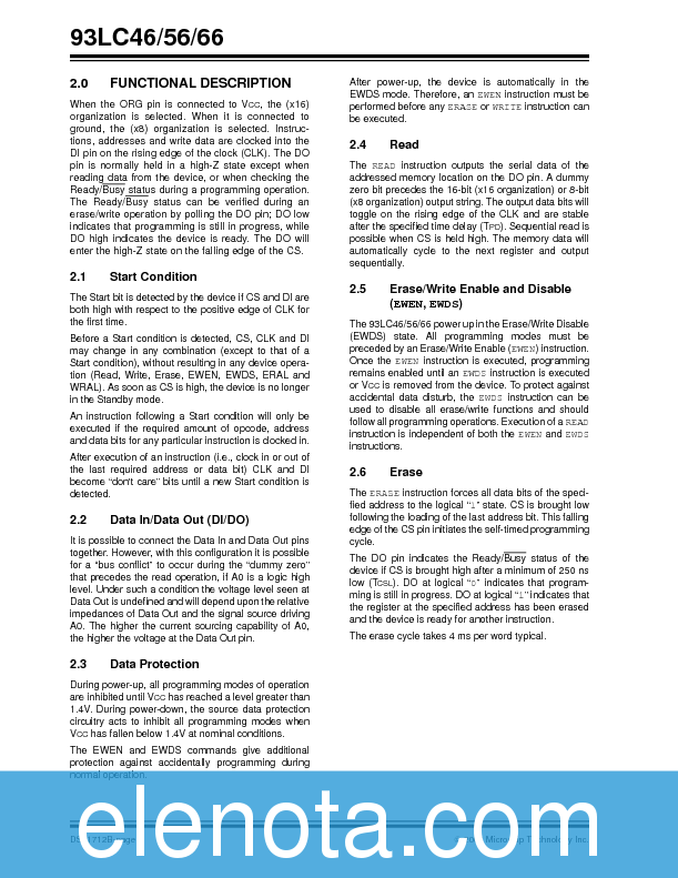 93LC46 Datasheet PDF (224 KB) Microchip | Pobierz z Elenota.pl