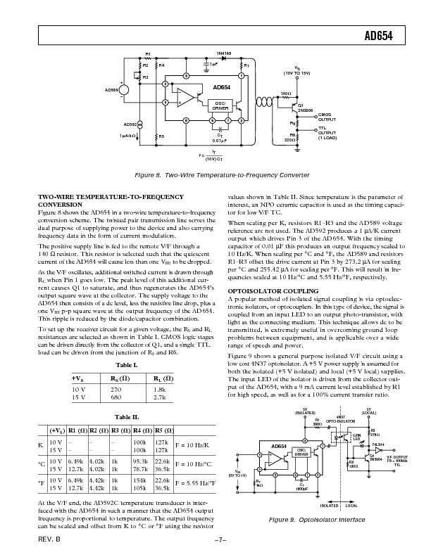 AD654 Datasheet PDF (181 KB) Analog Devices | Pobierz z Elenota.pl