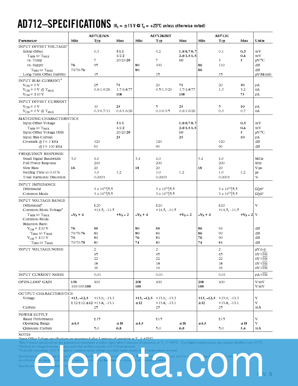 AD712 Datasheet PDF (636 KB) Analog Devices | Pobierz z Elenota.pl