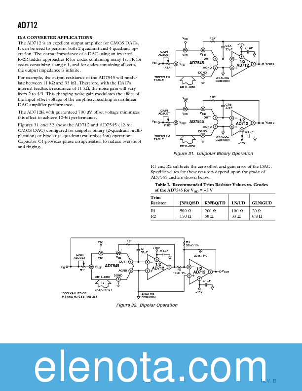 AD712 Datasheet PDF (636 KB) Analog Devices | Pobierz z Elenota.pl
