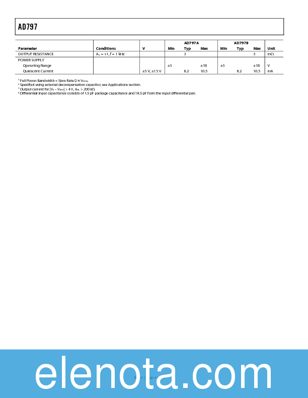 AD797 Datasheet PDF (596 KB) Analog Devices | Pobierz z Elenota.pl