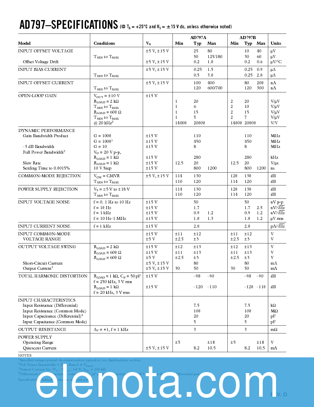 AD797 Datasheet PDF (1.03 MB) Analog Devices | Pobierz z Elenota.pl