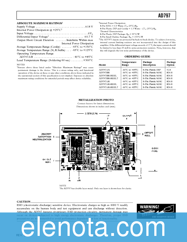 AD797 Datasheet PDF (1.03 MB) Analog Devices | Pobierz z Elenota.pl