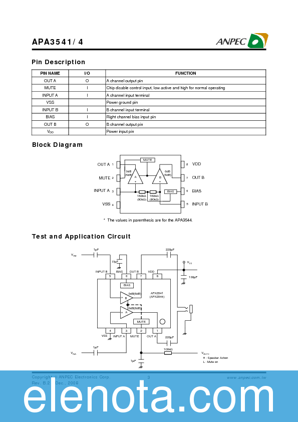 APA3541 Datasheet PDF (172 KB) ANPEC | Pobierz z Elenota.pl