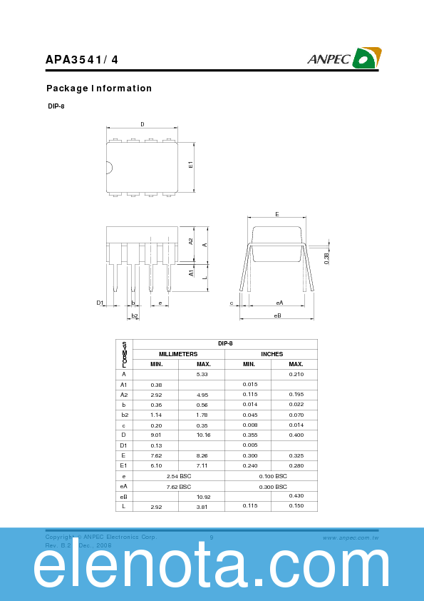 APA3541 Datasheet PDF (172 KB) ANPEC | Pobierz z Elenota.pl
