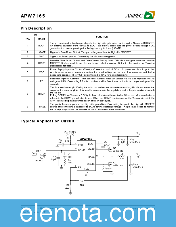 APW7165 Datasheet PDF (408 KB) ANPEC | Pobierz z Elenota.pl