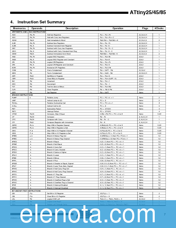 ATTINY25 Datasheet PDF (147 KB) Atmel | Pobierz z Elenota.pl