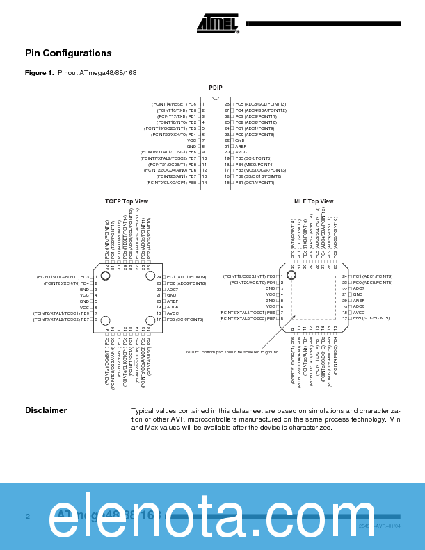 ATMEGA48/V Datasheet PDF (4.55 MB) Atmel | Pobierz z Elenota.pl