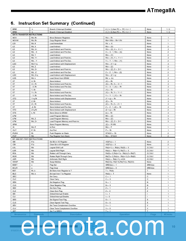 ATMEGA8A Datasheet PDF (469 KB) Atmel | Pobierz z Elenota.pl