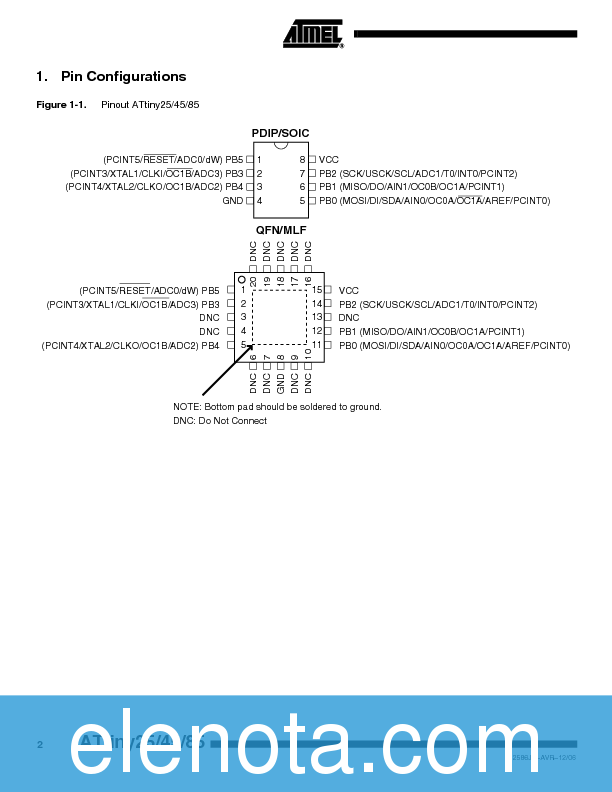 ATTINY45 Datasheet PDF (247 KB) Atme | Pobierz z Elenota.pl