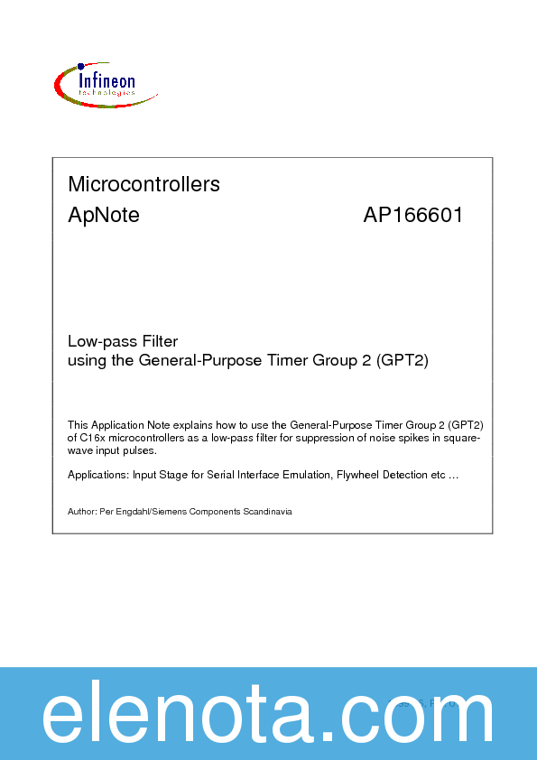 APPLICATION NOTES Datasheet PDF (143 KB) Infineon Pobierz z Elenota.pl