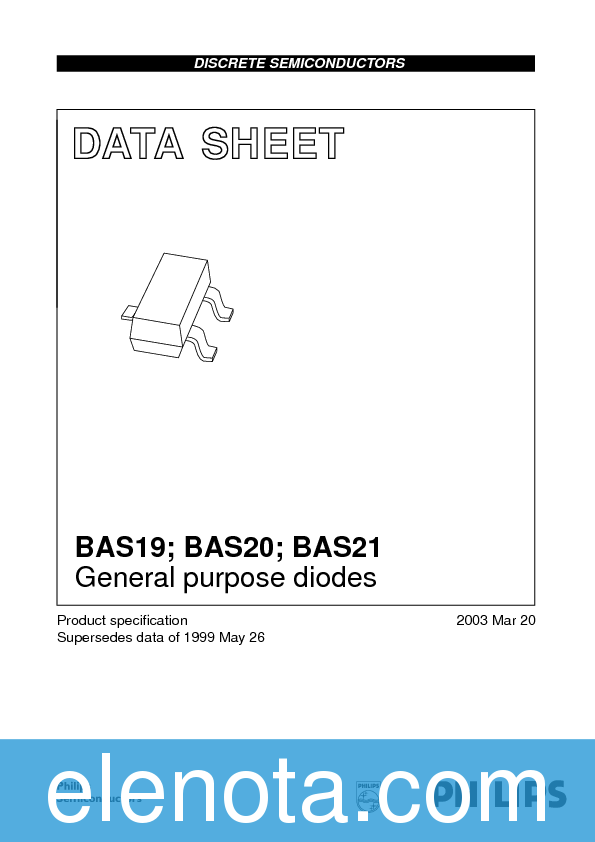 BAS19 Datasheet PDF (61 KB) Philips | Pobierz z Elenota.pl