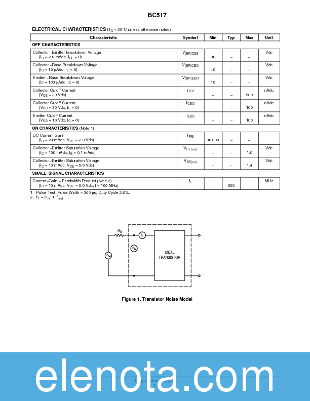 BC517 Datasheet PDF (71 KB) ON Semiconductor Pobierz z Elenota.pl