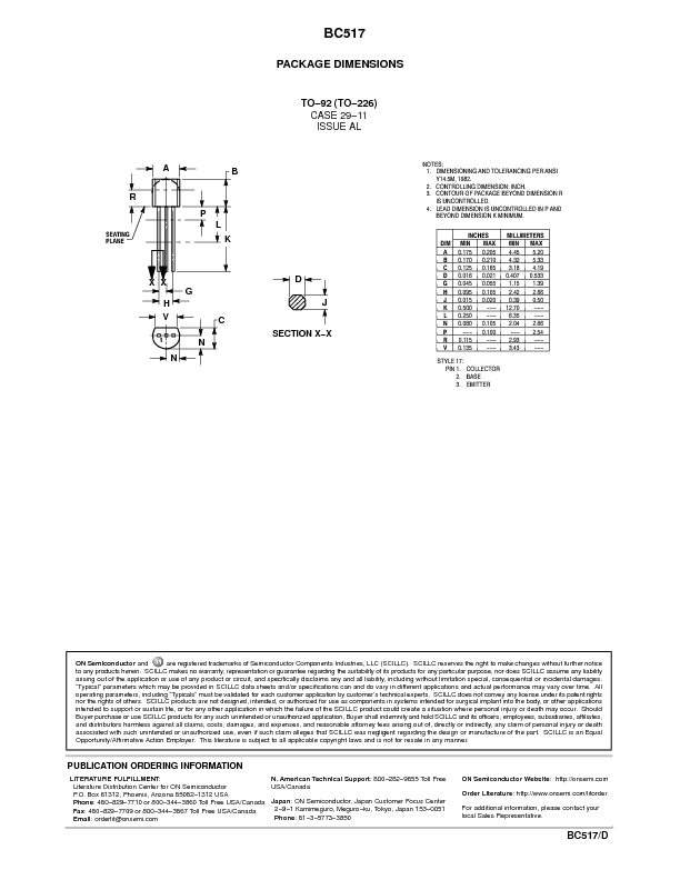 BC517 Datasheet PDF (71 KB) ON Semiconductor Pobierz z Elenota.pl