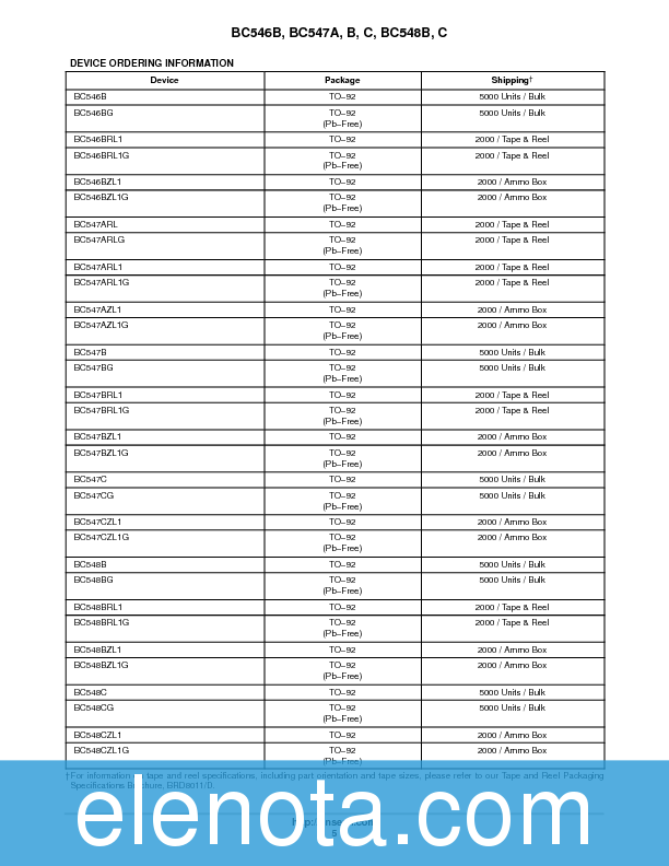 BC546B Datasheet PDF (69 KB) ON Semiconductor | Pobierz z Elenota.pl