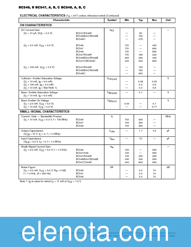 BC546B Datasheet PDF (196 KB) Motorola | Pobierz z Elenota.pl