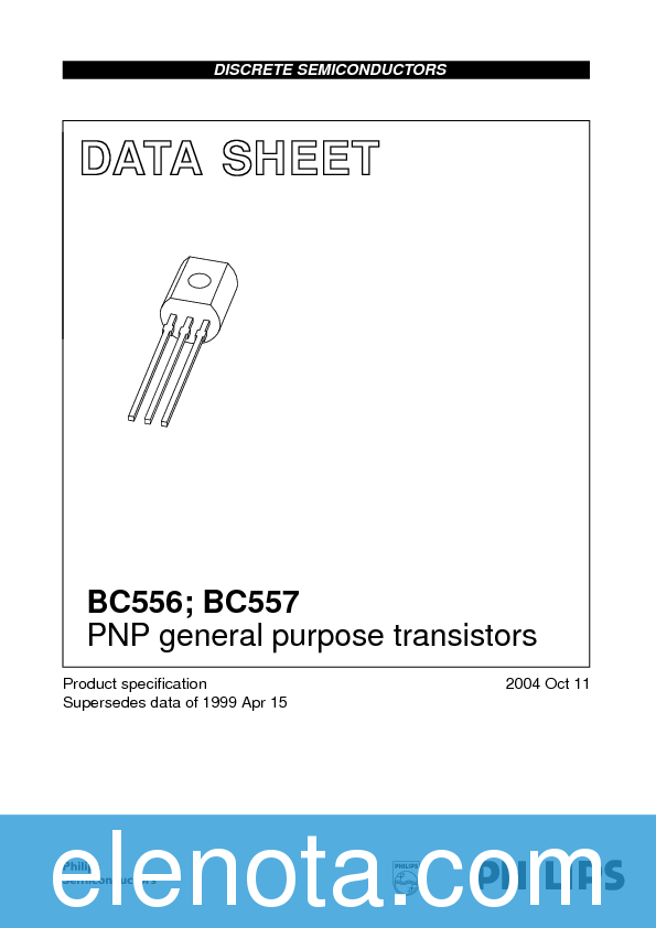 BC556 Datasheet PDF (60 KB) Philips | Pobierz z Elenota.pl