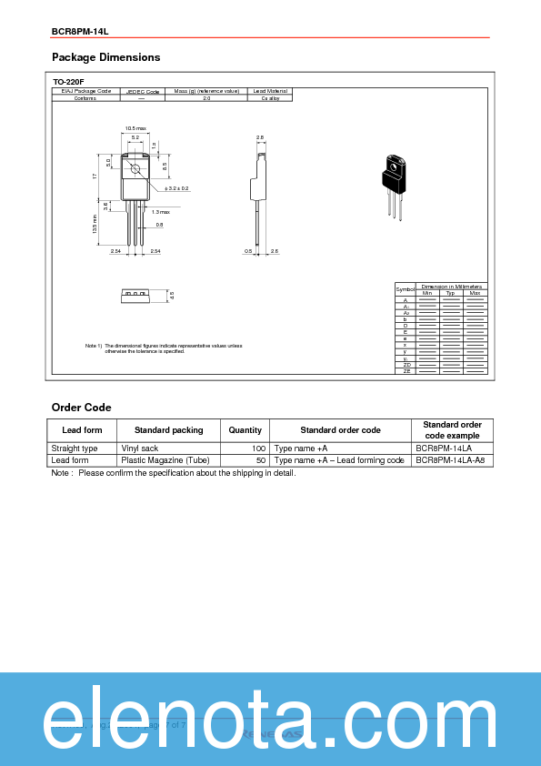 BCR8PM-14L Datasheet PDF (141 KB) Renesas | Pobierz z Elenota.pl