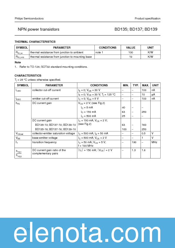 BD139 Datasheet PDF (48 KB) NXP Semiconductors | Pobierz z Elenota.pl