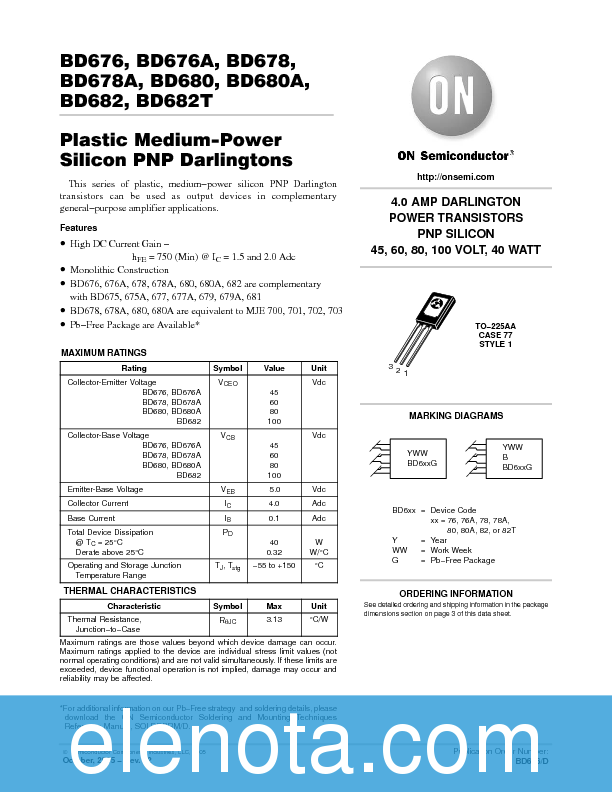 BD680 Datasheet PDF (59 KB) ON Semiconductor | Pobierz z Elenota.pl