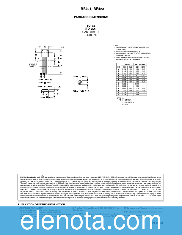 BF423 Datasheet PDF (62 KB) ON Semiconductor | Pobierz z Elenota.pl