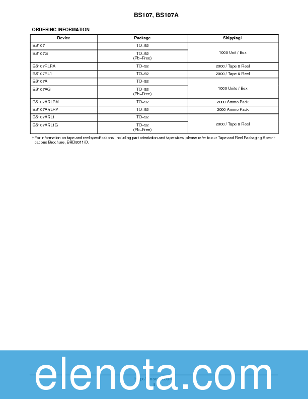 BS107 Datasheet PDF (53 KB) ON Semiconductor | Pobierz z Elenota.pl