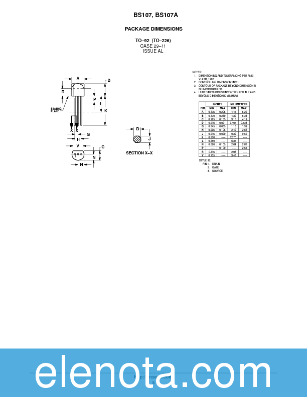 BS107 Datasheet PDF (53 KB) ON Semiconductor | Pobierz z Elenota.pl