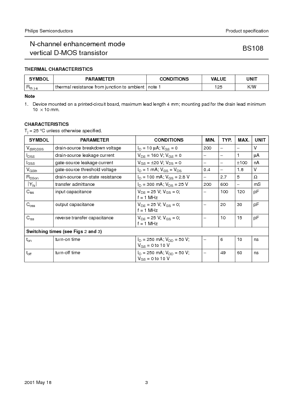 BS108 Datasheet PDF (54 KB) Philips | Pobierz z Elenota.pl