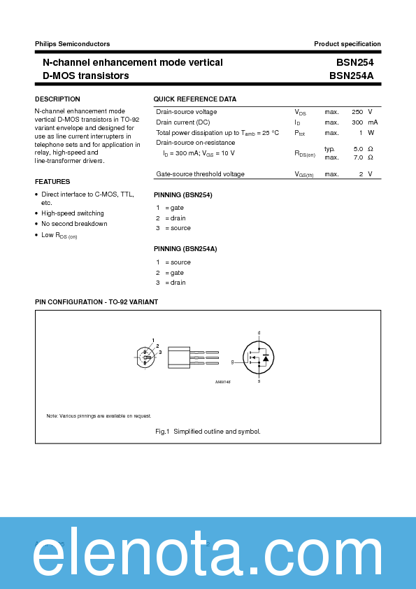 BSN254A DATASHEET PDF