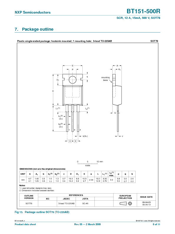 BT151-500R Datasheet PDF (153 KB) NXP | Pobierz z Elenota.pl