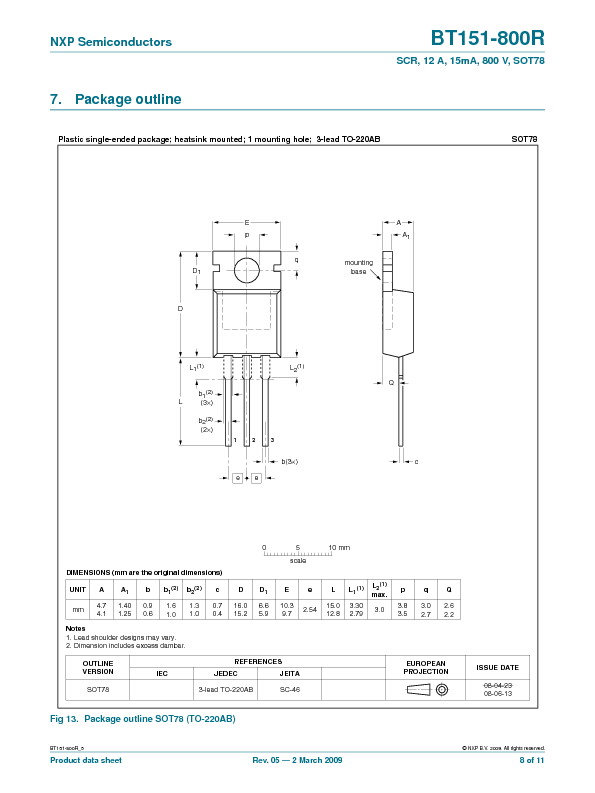 BT151-800R Datasheet PDF (153 KB) NXP | Pobierz z Elenota.pl