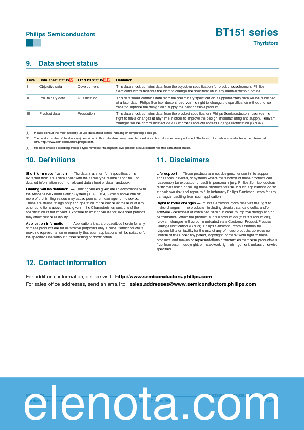 BT151 Datasheet PDF (68 KB) Philips | Pobierz z Elenota.pl