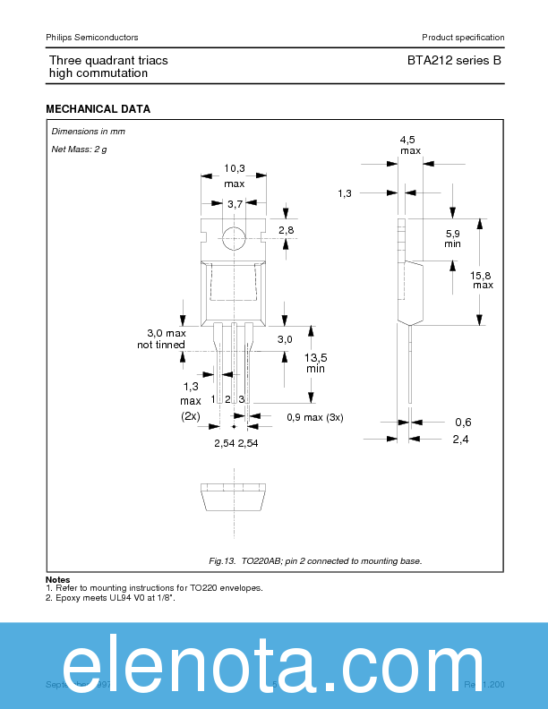 BTA212 Datasheet PDF (38 KB) Philips | Pobierz z Elenota.pl