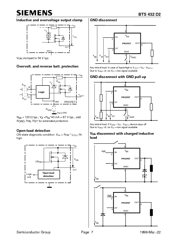BTS432-D2 Datasheet PDF (190 KB) Infineon | Pobierz z Elenota.pl