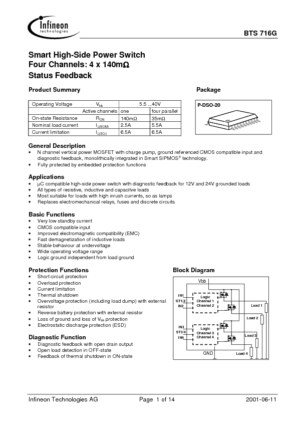 BTS716 DATASHEET PDF
